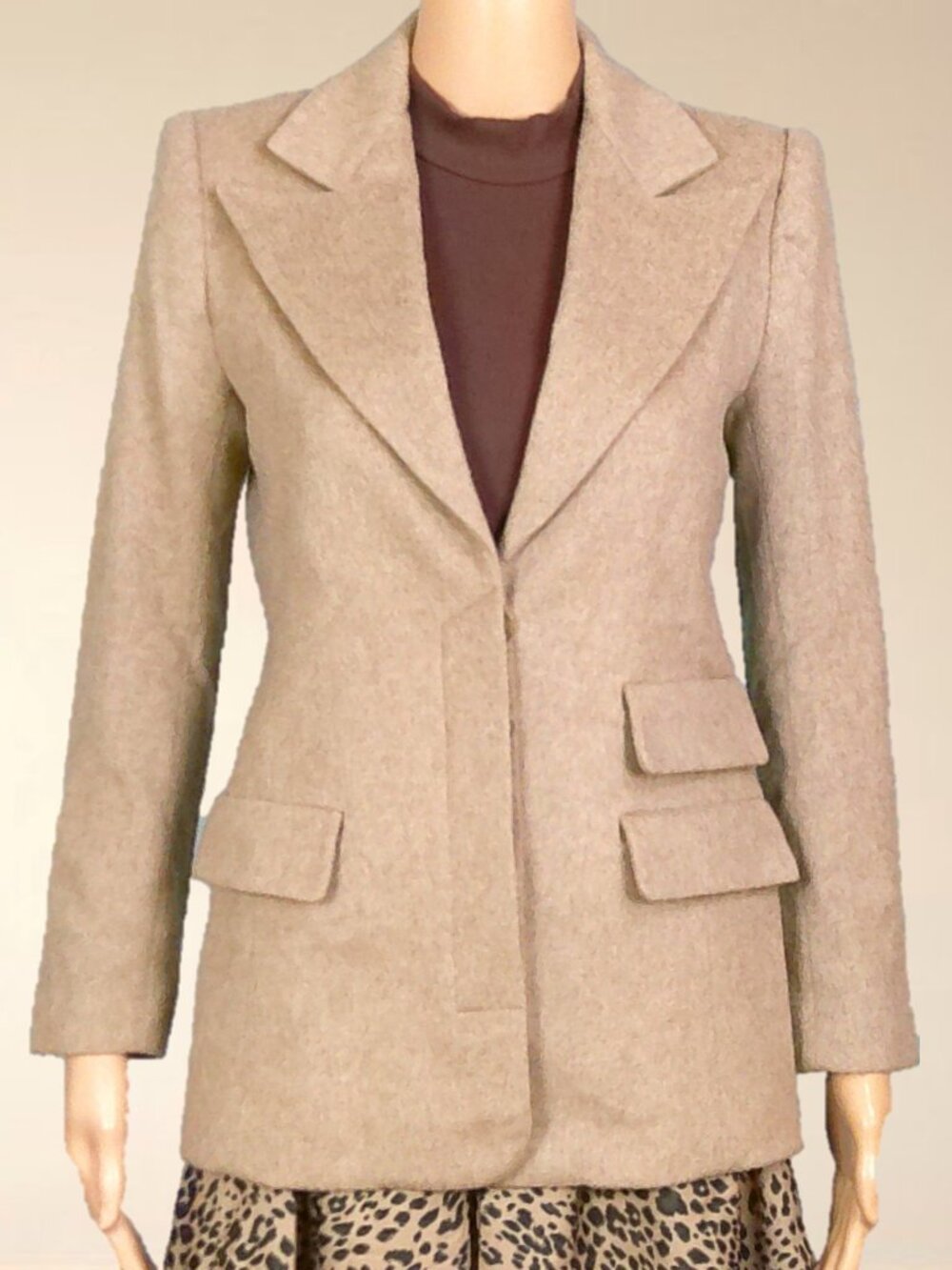 SHE BY SHERI BODELL size 4 tan blazer wool/polyester dry clean only